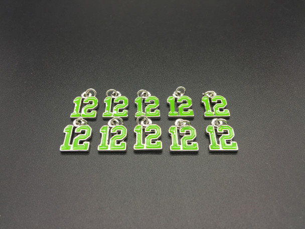#12 Green Enamel Charm, 17x12mm, 10 PCS
