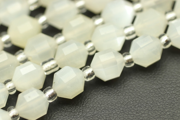 Moonstone, White, Natural, Faceted Off Round, 6mm, One Strand