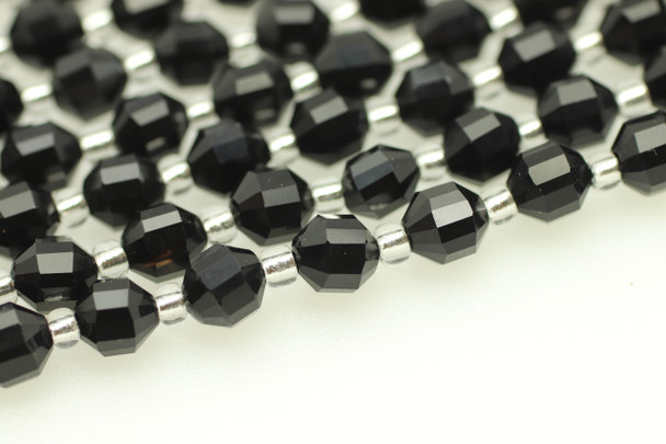 Onyx, Black, Dyed, Faceted Off Round, 6mm, One Strand