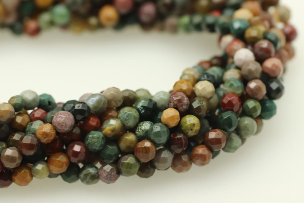 Ocean Agate, Natural, Faceted Round, 4mm Strand