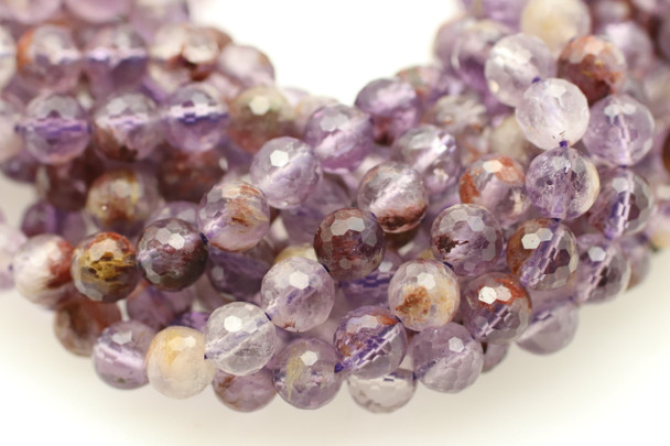 Super 7, Melody Stone, Purple, Natural, Faceted Round, 6mm