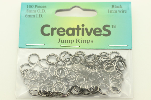 Open Jump Ring, 8mm, 19 Gauge, Black Plated, approx. 100 pc
