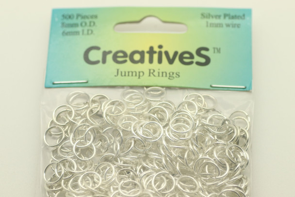 Open Jump Ring, 8mm, 19 Gauge, Silver Plated, approx. 500 pc