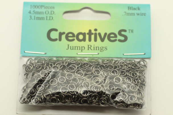 Open Jump Ring, 4.50mm, 21 Gauge, Gun Metal Plated, approx. 1000 pc