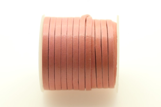 Leather, Pink, Dyed, 3mm Flat, 32 Feet