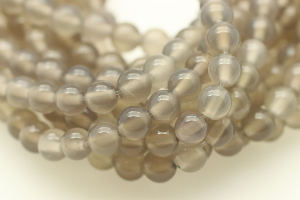 6mm, Grey Agate, Natural, Smooth Round Beads