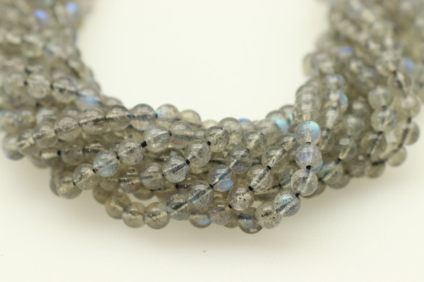 4mm Labradorite, Super Blue, Natural, Smooth Round Beads