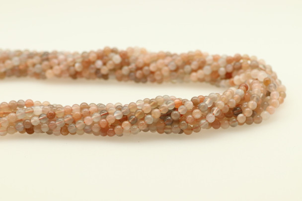 4mm Moonstone, Multicolor, Natural, Smooth Round Beads