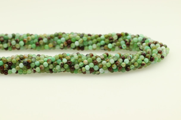 Chrysoprase, Natural, Smooth Round, 4mm, One Strand