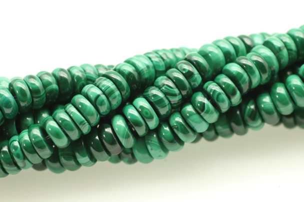 Malachite, Natural, Smooth Rondelle, 8x3mm