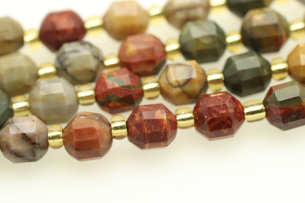 Red Creek, Jasper, Natural, Faceted Off Round, 6mm, One Strand