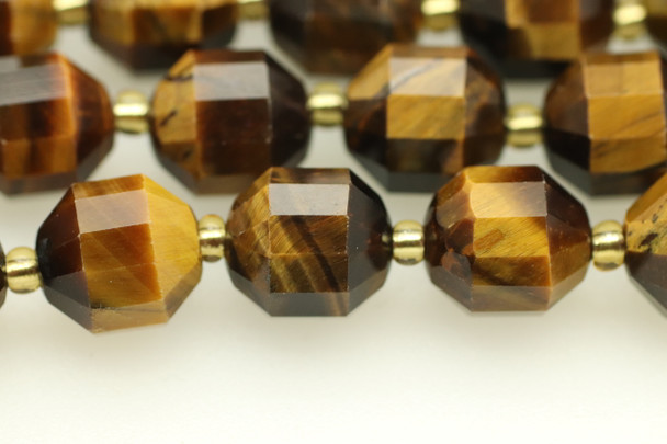 Tiger Eye, Brown, Natural, Faceted Off Round, 10mm, One Strand