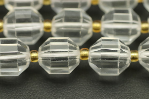 Crystal Quartz, Natural, Faceted Off Round, 10mm, One Strand