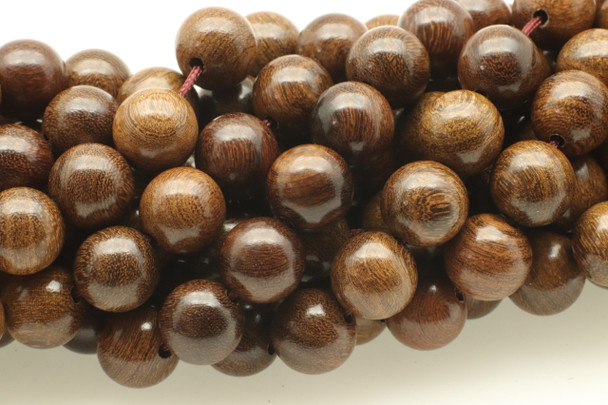 Sandalwood, Gold Line, Natural, Smooth Round, 10mm