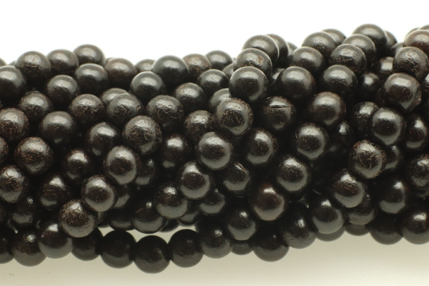 Sandalwood, Black, Natural, Smooth Round, 6mm