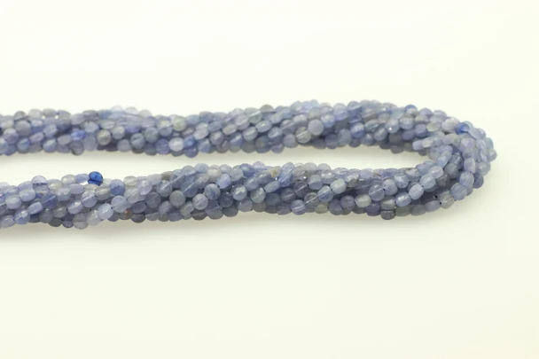 Tanzanite, Heated, Faceted Coin, 4mm, One Strand
