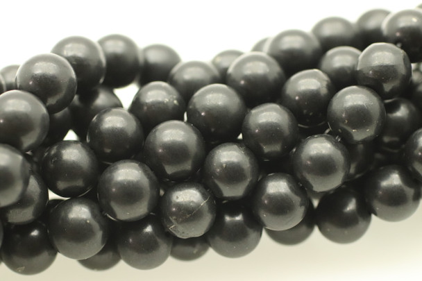 Shungite, Natural, Smooth Round Beads, 8mm