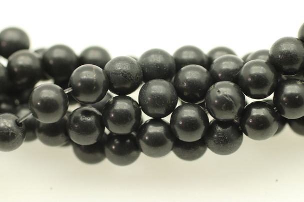 Shungite, Natural, Smooth Round Beads, 6mm