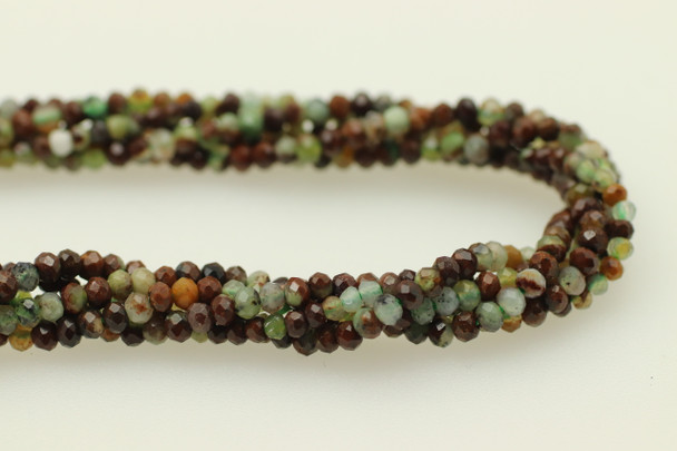 Chrysoprase, Natural, Faceted Rondelle, 3x2mm, One Strand