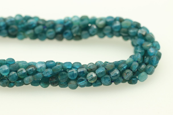 Apatite, Natural, Faceted Coin, 4mm, One Strand