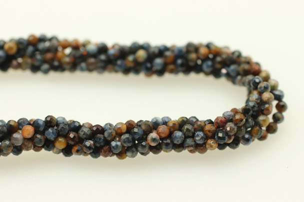 Pietersite, Natural, Faceted Round, 2mm, One Strand