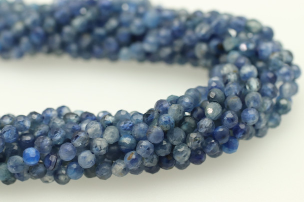 Kyanite, Stabilized, Faceted Round, 4mm, One Strand