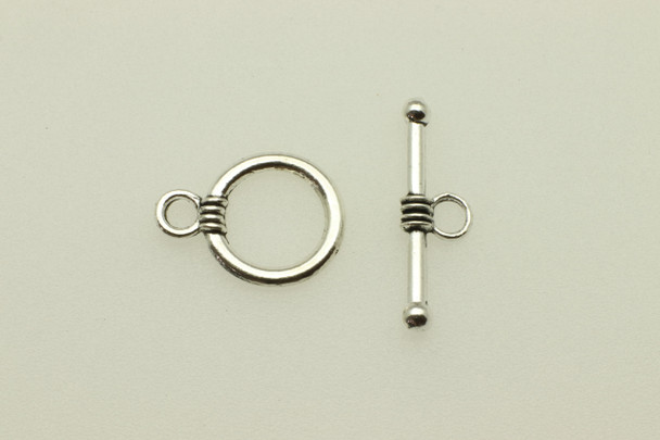 Toggle, 15x12x1.5mm, bar is 20x5mm at loop, Antique Silver Plated Metal Alloy, approx. 24 sets