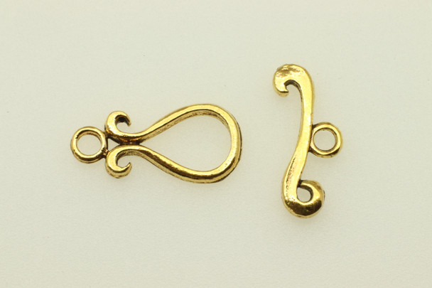 Toggle, 22x11x2mm, bar is 20x6mm at loop, Antique Gold Plated Metal Alloy, 12 sets