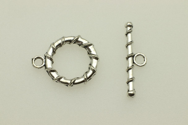 Toggle, 20x16x3mm bar is 23x6mm at loop, Antique Silver Metal Alloy, 10 sets
