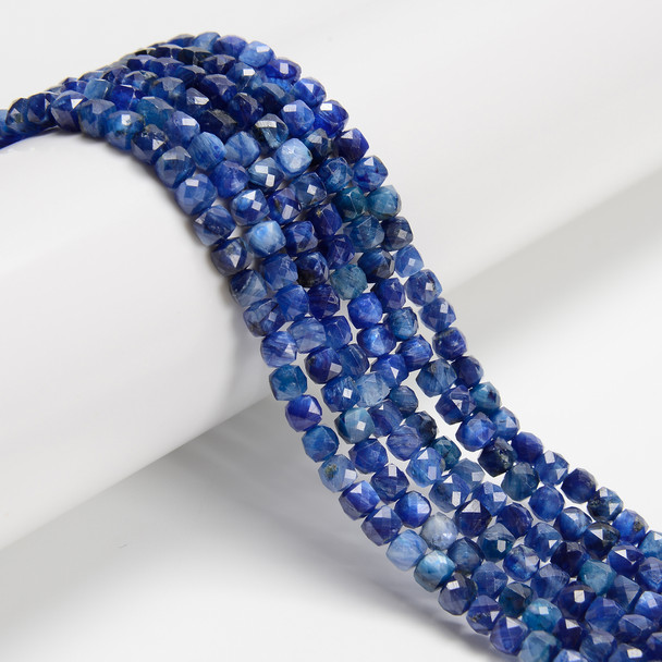 Kyanite, Stabilized, Faceted Cube, 4mm, One Strand
