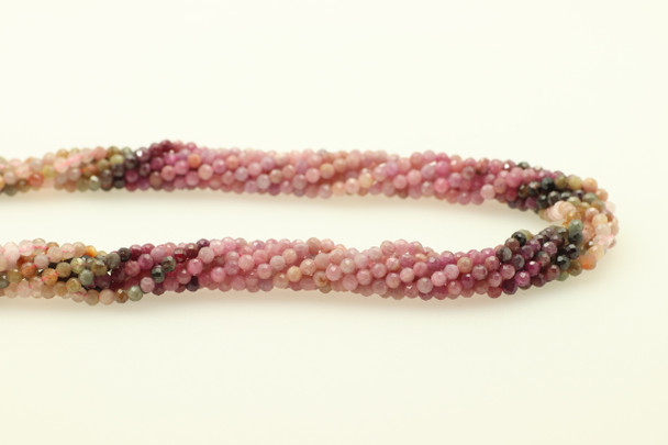 Sapphire, Mixed, Faceted Round, 3mm, One Strand