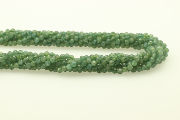 Tourmaline, Indicolite, Natural, Faceted Round, 4mm, One Strand