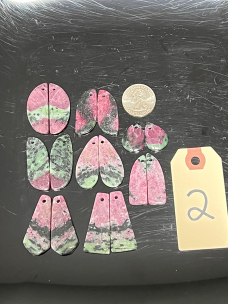 Ruby Zoisite, Matched Pairs, Pendants, Pick Lot You Like, 100 Grams