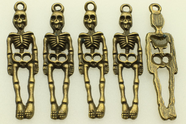 Hanging Skelton, 39x9x2mm, Antique Bronze Plated (Metal Alloy), approx 12 per bag