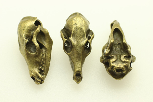 Dog Skull, Double Sided, 30x13x13mm, Antique Bronze Plated (Metal Alloy), approx 3 per bag