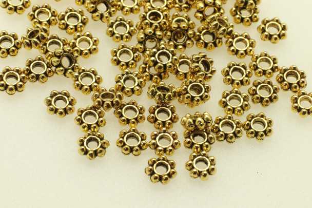 Daisy Spacer, 5.5x1.5mm, Antique Gold Plated (Metal Alloy), approx 150