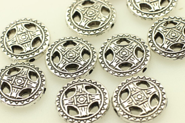 Steering Wheel with Textured Rim, Antique Silver (Metal Alloy), 14mm, approx. 16