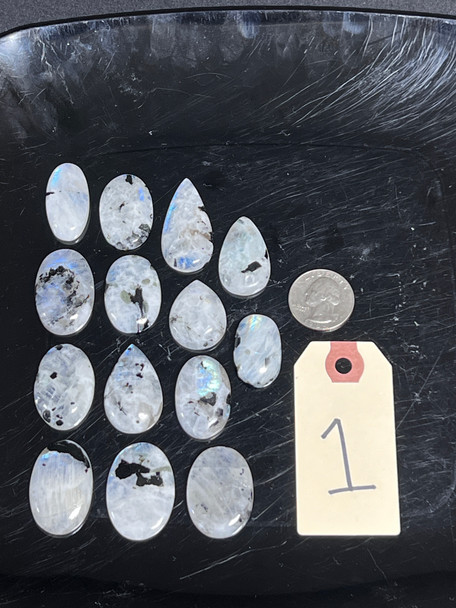 Moonstone & Tourmaline, Cabochons, Pick Lot You Like, 100 Grams