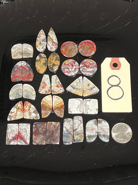 Agate, Crazy Lace, Matched Pairs, Cabochons