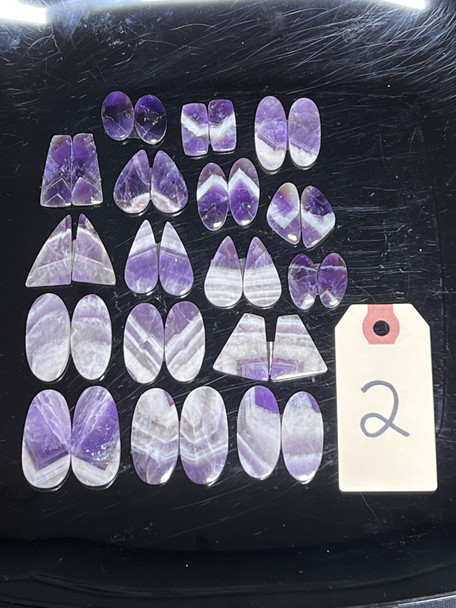 Amethyst, Chevron, Matched Pairs, Cabochons, Pick Lot You Like, 100 Grams