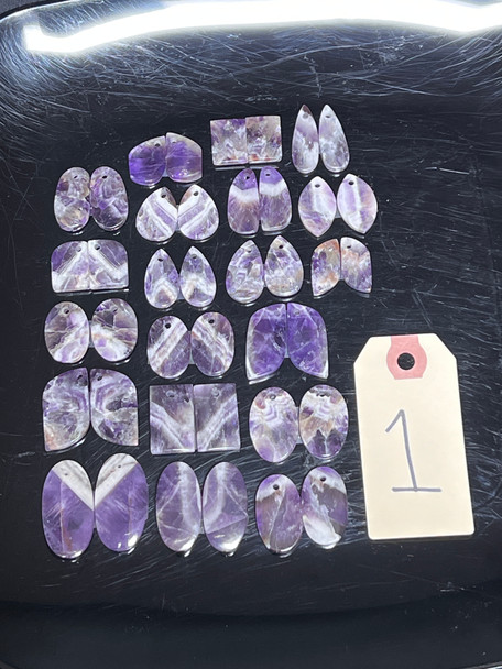 Amethyst, Chevron, Matched Pairs, Pendants, Pick Lot You Like, 100 Grams