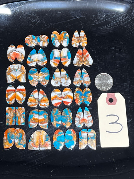 Oyster Copper Turquoise, Composite Gemstone, Matched Pairs, Cabochons