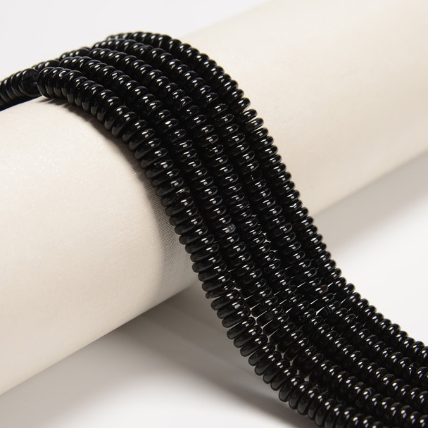 Onyx, Black, Dyed, Rondelle Disk, One 6x2mm Strand