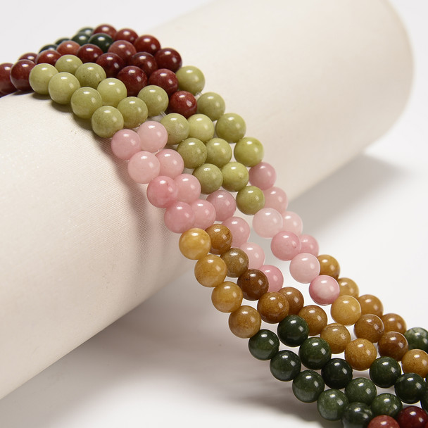 Jade, Mixed, Dyed, Smooth Round, One 6mm Strand