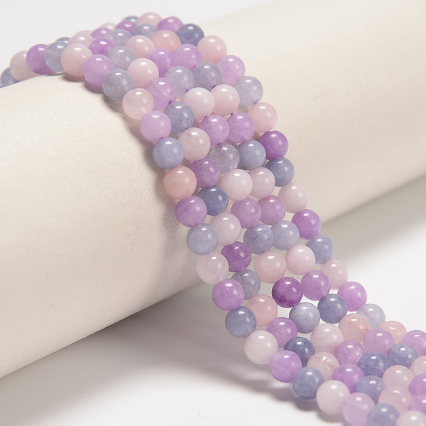 Jade, Lavender, Nephrite, Dyed, Smooth Round, One 6mm Strand