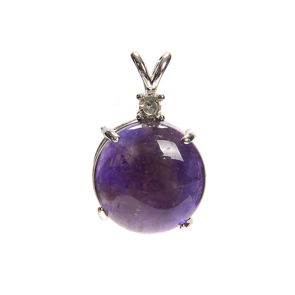 Amethyst, Natural, Round, Pendant with Crystal, 26x16mm