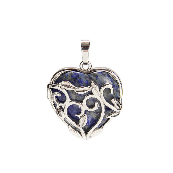 Lapis, Natural, Heart Shape Pendant, 35x27mm