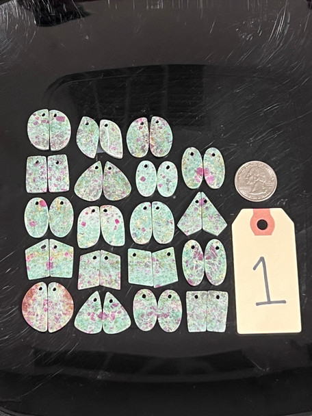 Ruby Fuchsite, Matched Pairs, Pendants, Natural, Pick Lot You Like, 100 Grams