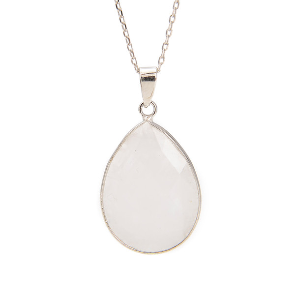 Moonstone, Faceted, Natural, Drop Pendant, 36x20mm