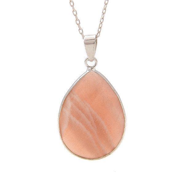 Sunstone, Faceted, Natural, Drop Pendant, 36x20mm